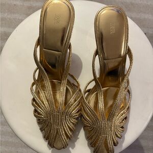 Zara Metallic Gold Women's Heels